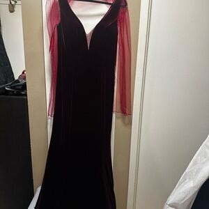 Elegant Red Velvet Evening Gown